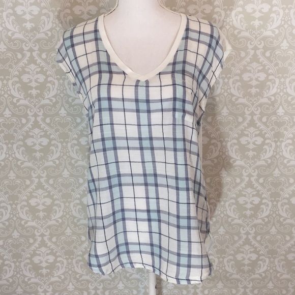 GAP Tops - {GAP} Blue/White Plaid Top w/Pocket Size M